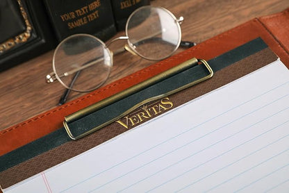 Genuine Leather Portfolio for Lefty, Leather Clipboard Custom Portfolio, Personalized Leather Binder, Legal Pad Portfolio Organizer Christmas Gift for His/Her (Clipboard, Oil Brown-Custom)