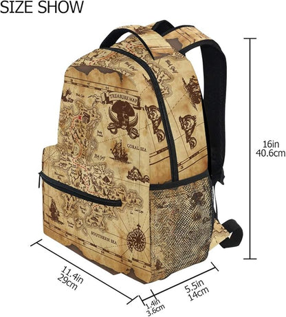 senya Pirate Treasure Map School Backpack Travel Rucksack Book Bag Laptop Backpack