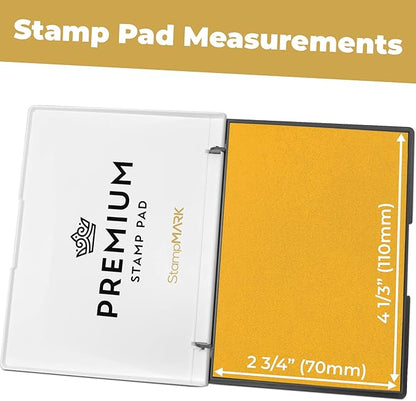 Premium Stamp Pad Medium Size 3" x 4" - for Traditional Rubber Stamps - Felt Pad Dark Yellow Color
