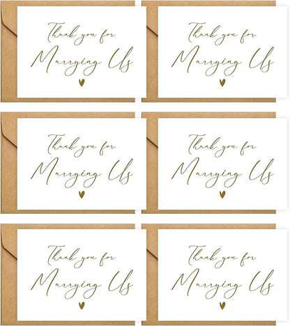6 Pieces Wedding Day Card, Thank You for Marrying Us, Thank You Card for Officiant, Priest, Minister, Judge, Pastor Gifts.（Thank You - 6cards C）
