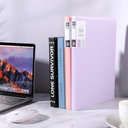 A4 Size Clear Sheet Protectors Displays Purple Art Portfolio Folder with 30 Pocket Binder with Plastic Sleeves 60 Pages Portfolio Presentation Folder for Artwork Document Certificate Letter