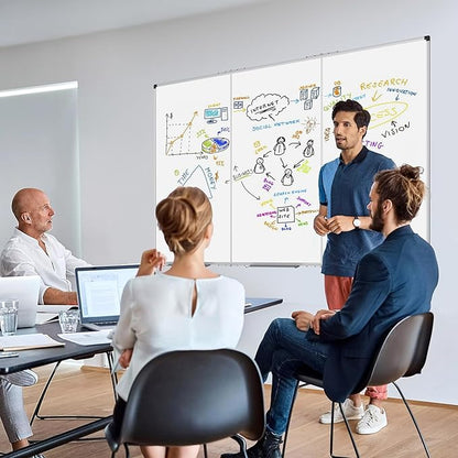 XBoard 118 x 48 Inch Magnetic Dry Erase Board, Oversized Foldable Whiteboard with Marker Tray 10' x 4' | Aluminum Frame