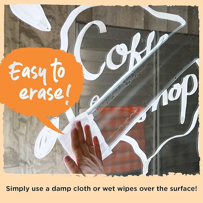 8 Washable Window Markers for Cars - 15mm Jumbo, 3 in 1 Nib, 28g Ink - Liquid Chalk Markers for Chalkboard, Blackboard, Glass, Bistro, Auto, Menu Board - Loved by Teachers, Kids, Artists, Businesses