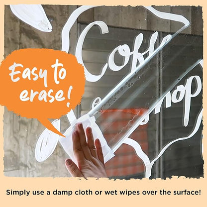 8 Washable Window Markers for Cars - 15mm Jumbo, 3 in 1 Nib, 28g Ink - Liquid Chalk Markers for Chalkboard, Blackboard, Glass, Bistro, Auto, Menu Board - Loved by Teachers, Kids, Artists, Businesses