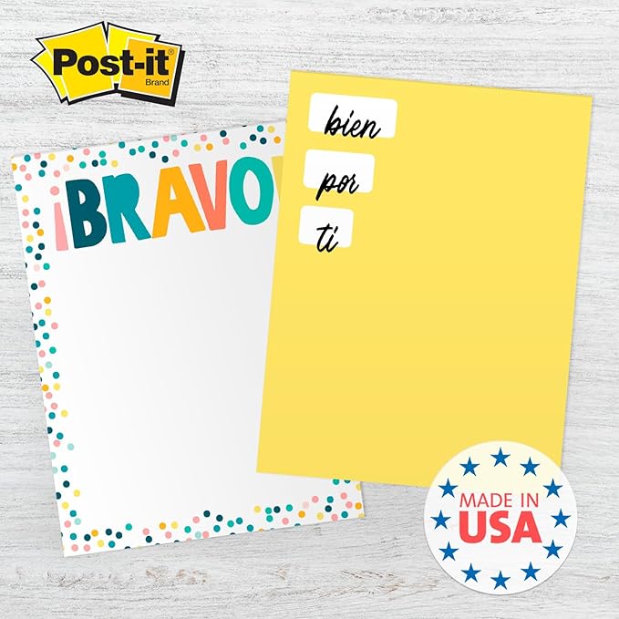 Gotcha Covered Notebooks Spanish Appreciation Sticky Note Assortment / 3" x 4" Repositionable Classroom Sticky Note Set En Espaol / Set of 6 Bilingual Encouragement Pads / Made in The USA