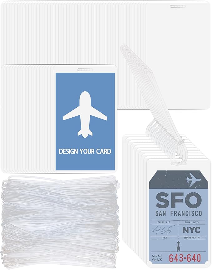 120 Pack 5 Mil Laminating Pouches with 120 Pcs Loops, Clear Luggage Tags, Bag Tags, Id Card Laminating Pouches for Traveling and Bussiness, 4.2 x 2.5 Inches