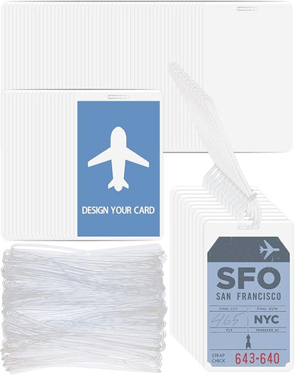 120 Pack 5 Mil Laminating Pouches with 120 Pcs Loops, Clear Luggage Tags, Bag Tags, Id Card Laminating Pouches for Traveling and Bussiness, 4.2 x 2.5 Inches