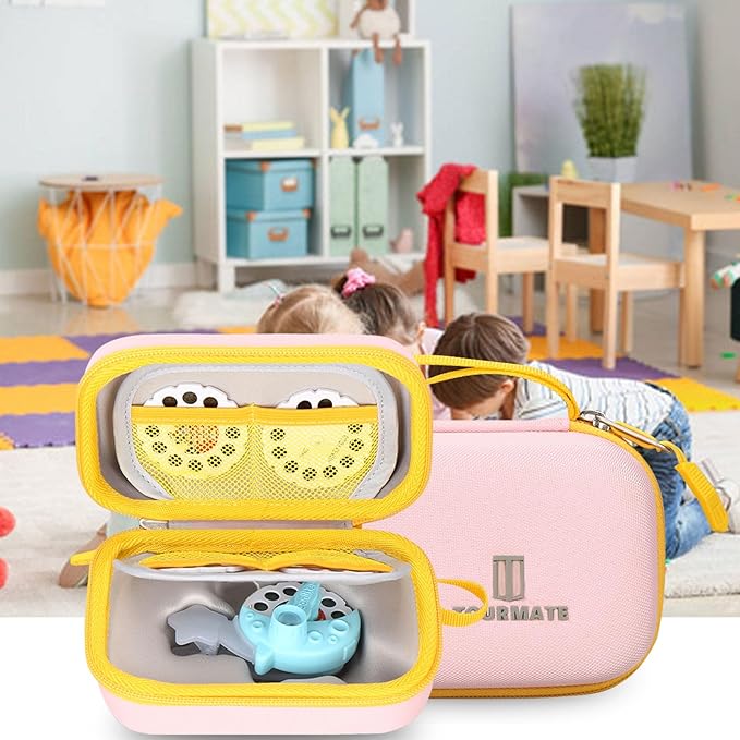 Hard Case Compatible for Moonlite Mini Projector and Story Reels, Storybook Projector Protective Storage Shell, CASE ONLY (Pink+Yellow)
