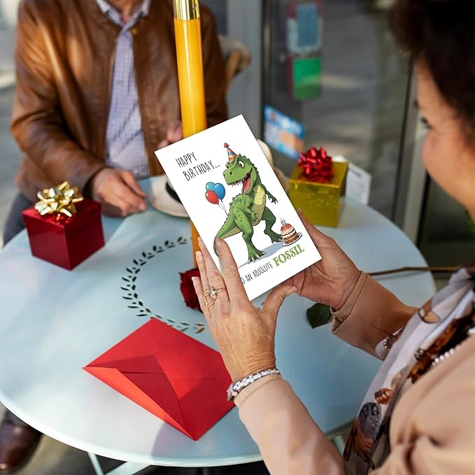 Dinosaur Birthday Card for Him Her, Funny Birthday for Men Women, Happy Birthday to An Absolute Fossil
