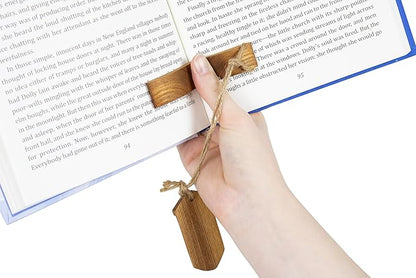 Handmade Wooden Book Page Holder - Wooden Thumb Bookmark - Novel Reading Accessories, Book Gadgets, Presents for Readers, Book Lovers Gifts, Bookworm (Ash + Stain)