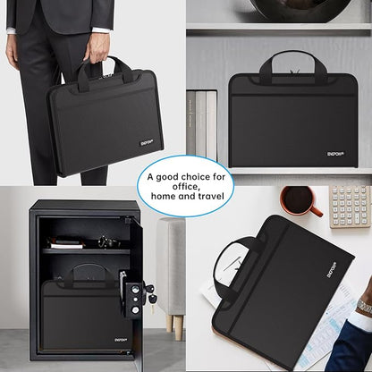 ENGPOW Accordion File Organizer,Fireproof Expanding File Folder with Multi Pockets,13 Pockets Document Organizer with Handle & Labels,Portable Home Travel Safe Storage for Letter A4 Files and More