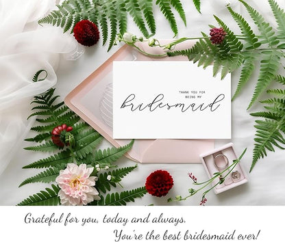 14 PACK Thank You for Being My Bridesmaid Card |Blank Inside Wedding Ceremony Thank You Card | Premium Recycled Linen Cardstock | With Matching Envelope | 5.9"x3.9"