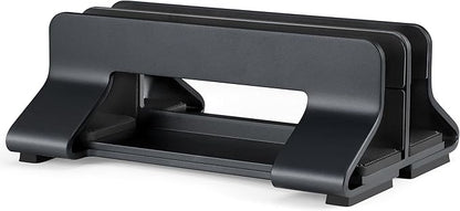 Aluminum Dual Vertical Laptop Stand Dock Holder, Supports 2 Devices, Adjustable Slot Width 15-36mm, Space-Saving Upright Storage for MacBook and Laptops