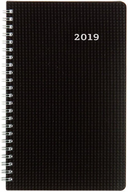 Brownline DuraFlex 2019 Weekly Appointment Book, Poly Cover, Twin-Wire, Black, 8 x 5 inches (CB75V.BLK-19)