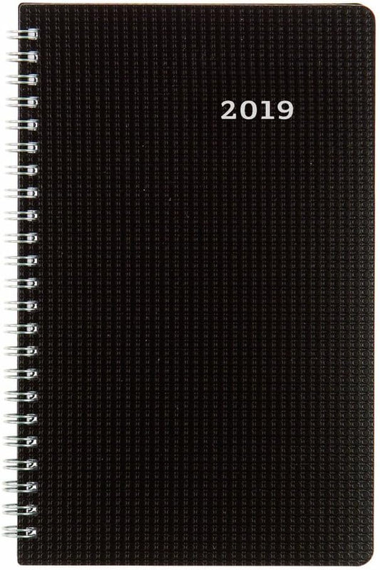 Brownline DuraFlex 2019 Weekly Appointment Book, Poly Cover, Twin-Wire, Black, 8 x 5 inches (CB75V.BLK-19)