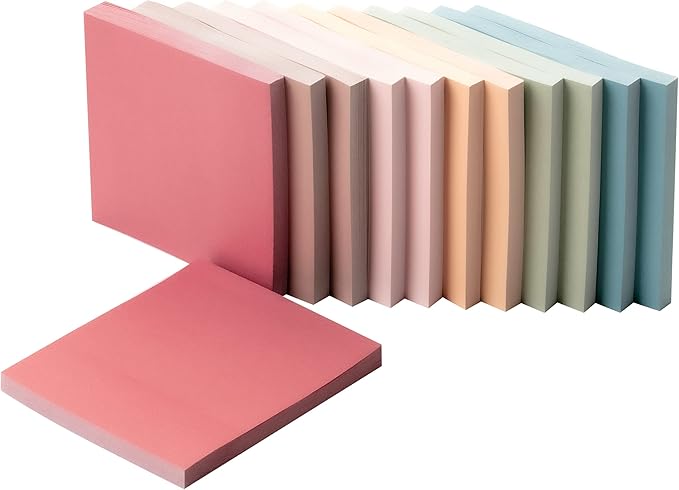 Mr. Pen- Sticky Notes, 3”x3”, 12 Pads, Vintage Colors Sticky Notes, Sticky Note, Self-Stick Note Pads, Sticky Pads Sticky Notes Aesthetic, Colorful Sticky Notes, Sticky Notes Bulk Sticky Notes