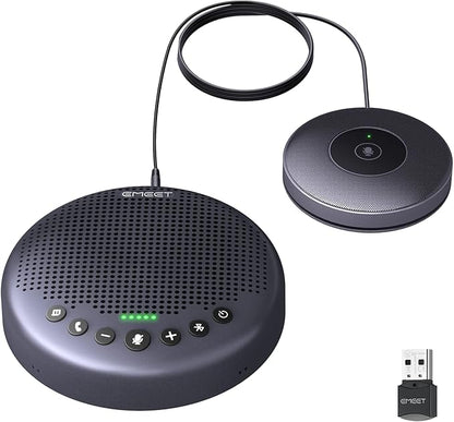 EMEET Conference Speaker and Microphone w/8+1 Mics, 360° Voice Pickup, Noise Reduce, Bluetooth/USB/Dongle Speakerphone for 14 People w/Daisy Chain for 25, Compatible w/Leading Platforms, 2024 Version