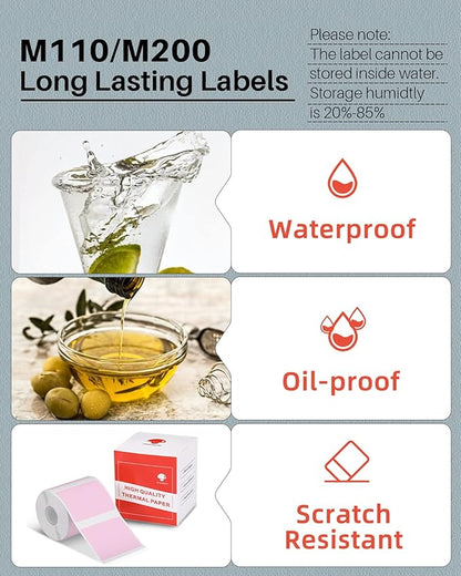 Phomemo Sticker Label M110/M221/M220/M120/M200/M150/M250/M260 Pink Label- 1.57"x1.18"(40x30mm) Thermal Label for Small Business, Home, Office, 230 Labels/Roll