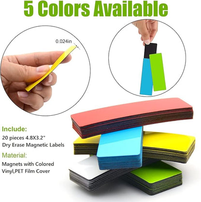 Dry Erase Big Magnetic Labels (4.8x3.2,Pack of 20),Large Write On Magnets Name Tags Sticker,Waterproof/Reusable for Refrigerator&Lockers&Whiteboard&Cabinet(Yellow)