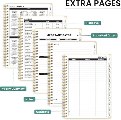 2026 Planner, Aesthetic Weekly and Monthly Planner for Women, Jan 2026 to Dec 2026, Hardcover 2026 Calendar Book with Monthly Tabs, Inner Pocket, Perfect for Office Home School - A5 (6.3" x 8.5"), Monstera