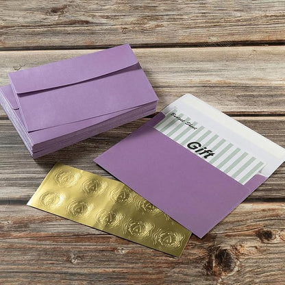 50 Pieces Metallic Color Self Seal Envelopes for Greeting Cards, Invitations, Postcards (Purple, 4x6)