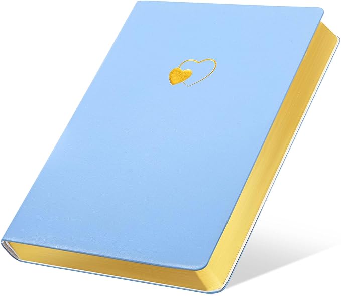 CAGIE Lined Journal Notebook for Women and Girls 256 Pages Cute Diary with Heart-Shaped Leather Journals for Writing A5 Soft Cover Notebooks for Work School (06 Azurite Blue, A5)