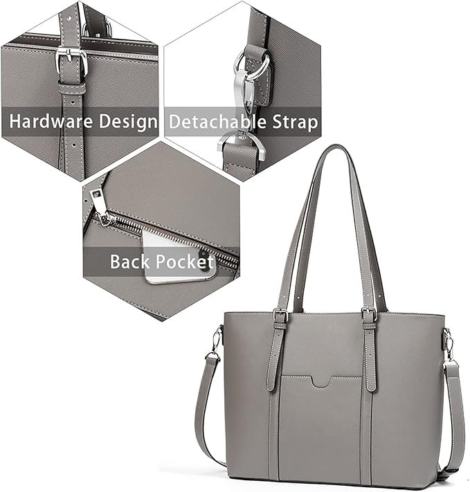 Telena Laptop Tote Bag for Women, 15.6 Inch Shoulder Tote Bag Leather Briefcase for Women, Large Capacity Handbag Bags