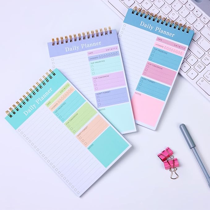 Set of 3 To Do List Notepad, 52 Sheets Undated Daily Planner 2024, 5.2"x7.8" To Do List Notebook, Daily Checklist for School/Office Supplies