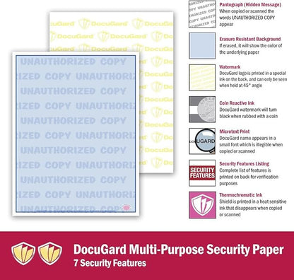 DocuGard Advanced Blue Multi-Purpose Security Paper, 7 Features, 8.5 x 11 Inches, 24 lb, 2500 Sheets (04546C)