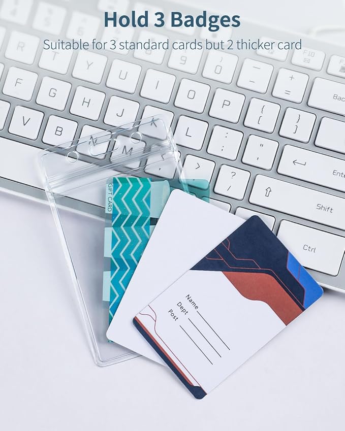 Pawfly 12 Pack Vertical ID Card Badge Holder Waterproof Clear Card Sleeve Case Cover Heavy Duty Card Protector Pouch with Resealable Zip for Proximity Key Card Driver’s License and Credit Card