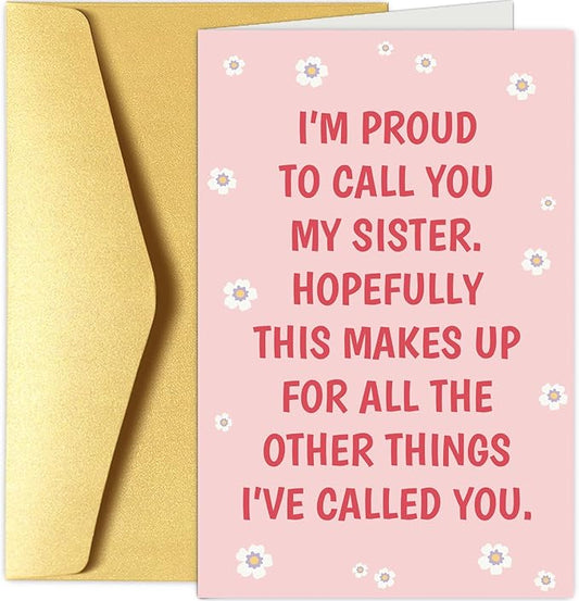 Chenive Funny Sister Birthday Card - Proud of You & Congratulations for Sis' Graduation & New Job