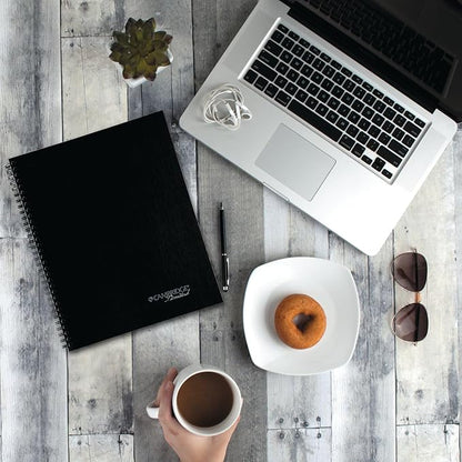 Cambridge Notebook, Business Notebook, 8-1/4" x 11", 80 Sheets, Ruled, Action Planner, Flexible Cover, Wirebound, Gray (06064)