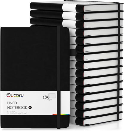 Lined Journal Notebook, 16 Pack, 180 Pages, A5 Journals for Writing, 100 GSM Thick Paper, Small Notebooks Daily Journal for Women Men Work, Business, School, Travel Supplies