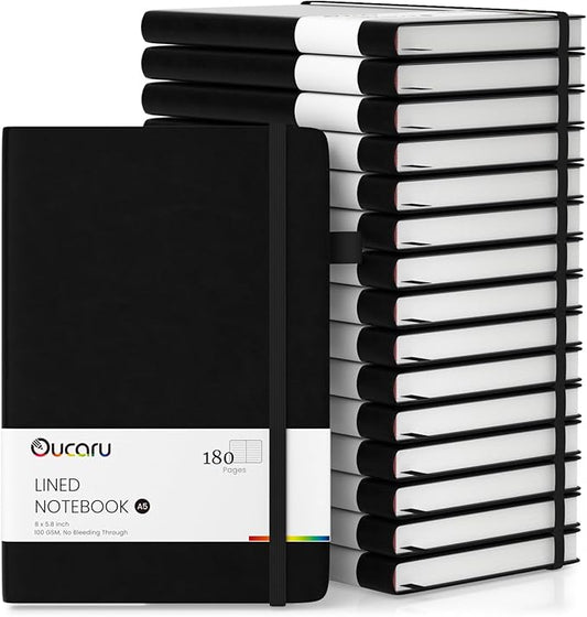 Lined Journal Notebook, 16 Pack, 180 Pages, A5 Journals for Writing, 100 GSM Thick Paper, Small Notebooks Daily Journal for Women Men Work, Business, School, Travel Supplies