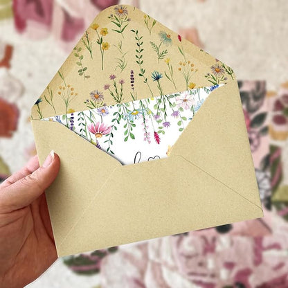 Artoid Mode 24 Pack Daisy Lavender Spring Thank You Cards Floral Leaves Greeting Cards Gift With Envelope Sticker Blank Note Cards for Birthday Wedding Baby Shower Bridal Shower, 4 x 6 Inch