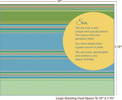 Chuck's Card-O-Rama - Son Birthday Card - Made in USA - Large Card OPENS to 10" x 7.75" - With Love Son On Your Birthday - 95576