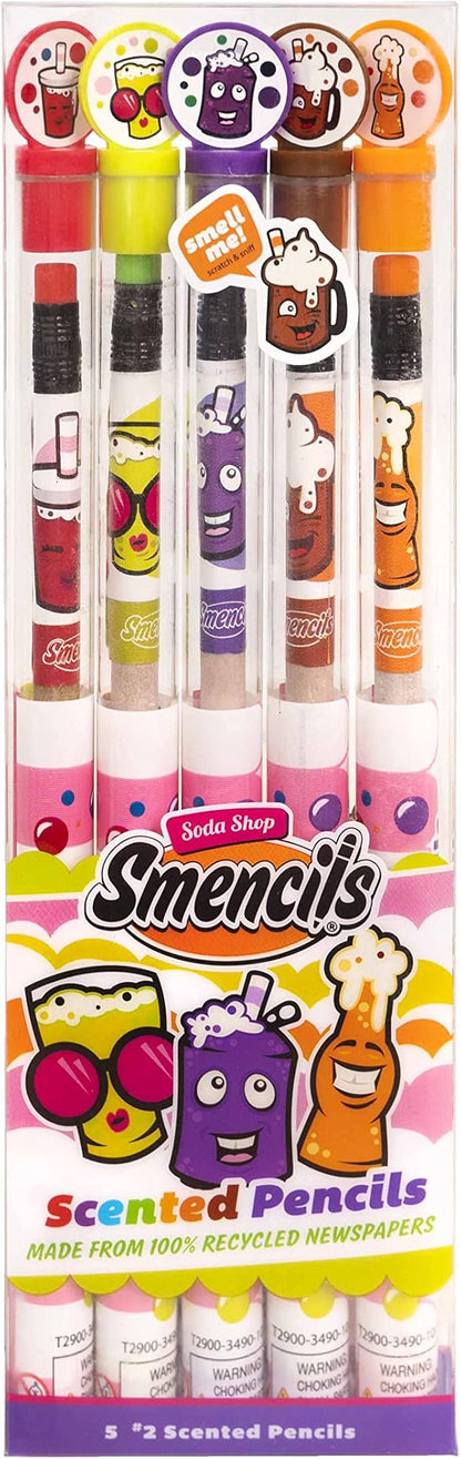 SODA Shop Smencils - Patented Gourmet Scented Pencils, 5 Count, Gifts for Kids, School Supplies, Classroom Rewards, Party Favors