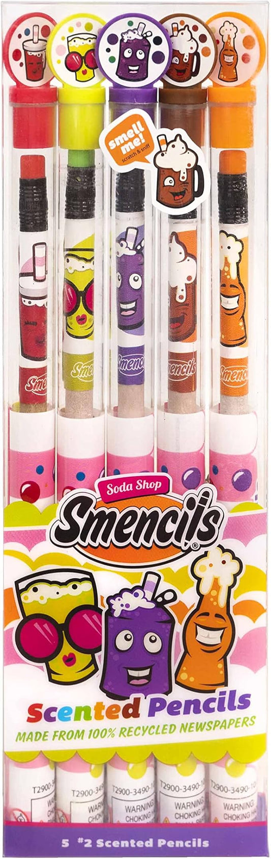SODA Shop Smencils - Patented Gourmet Scented Pencils, 5 Count, Gifts for Kids, School Supplies, Classroom Rewards, Party Favors