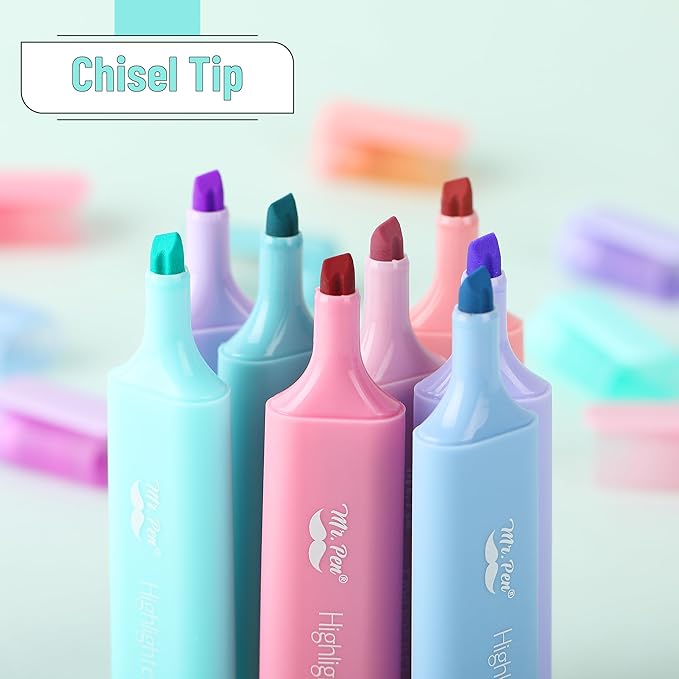 Mr. Pen- Highlighter Marker, 8 Pack, Morandi Colors, Chisel Tip, Cute Pastel Highlighter Set, Assorted Colors