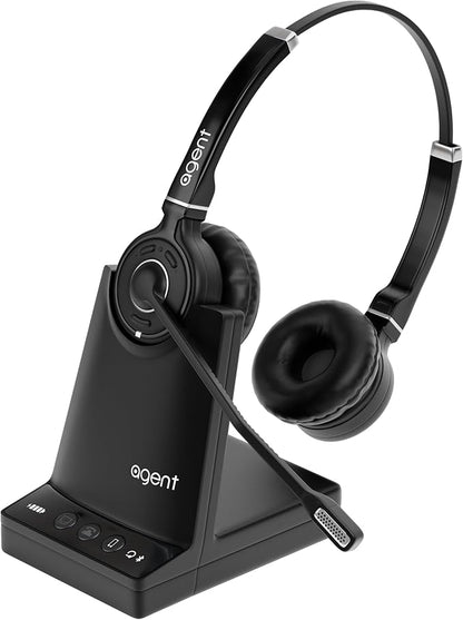 TruVoice Agent AW80 DECT 3-in1 Wireless NC Headset with EHS for Remote Answer - Compatible with Cisco IP Phones : 8851 8861 8865 8961 9951 9971 DX650 DX70 and Computer + Cell Phones