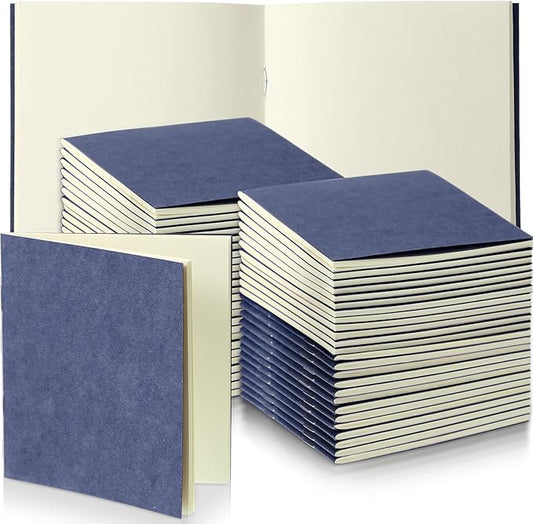 Thenshop 50 Pack Mini Pocket Kraft Notebooks Bulk 4 x 4 Inch Journal Notepads with Dot Memo Sketchbooks Writing Notepad for Party Favors Supplies(Dark Blue,Blank Page)