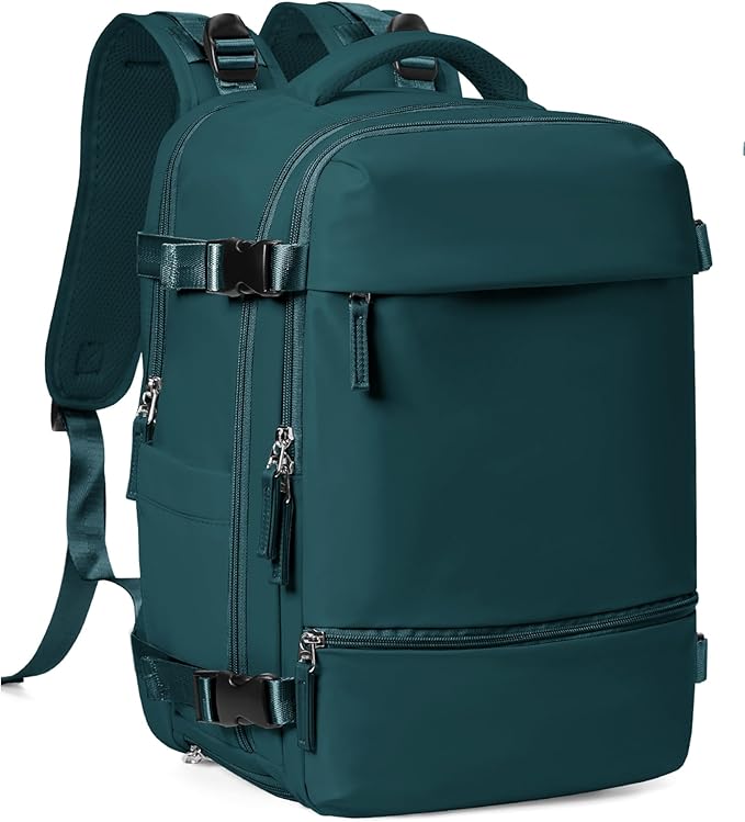 Small Carry on Backpack, Mini Travel Backpack Airplane Approved Weekender Bag for Women Men, Water Resistant Lightweight Daypack with Shoe Compartment, Laptop Backpack for Business, Peacock Blue