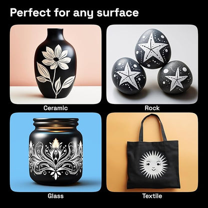 ARTISTRO 5 White Acrylic Paint Pens, Acrylic Paint Markers Different Tip, Fabric Markers for Textile, Canvas, Rock, Glass, Wood, Paper, DYI, Pens for Kids and Adults