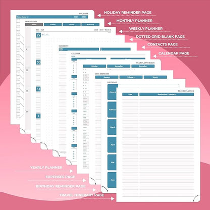 Weekly Monthly 2026 Planner (Jan.26-Dec.26),11.5"x8.5",12 Months Agenda Plan with Month Tabs & Pocket,Expenses/Note Pages, Appointment Book Calendar with Vegan Leather Cover,Rose Red
