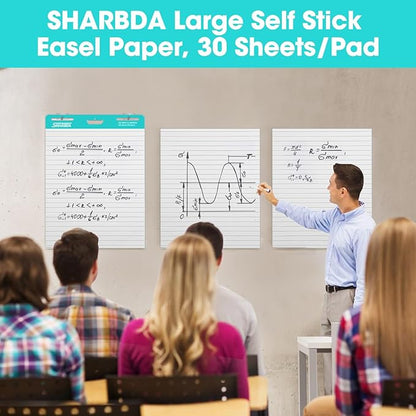 Sticky Easel Pad, 25 in x 30 in,Flip Chart Paper,Sticky Chart Paper for Teachers, Large Self-Stick Easel Paper,Super Sticky & Bleed-Resistant,30 Sheets/Pad,4 Pads