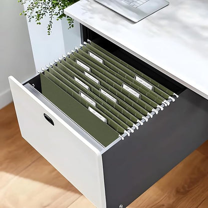 SUNEE Hanging File Folders, 25 Pack Reinforced Hang Folders Letter Size, Adjustable 1/5-Cut Tabs, Designed for Bulky Files, Filing Cabinet, Standard Green