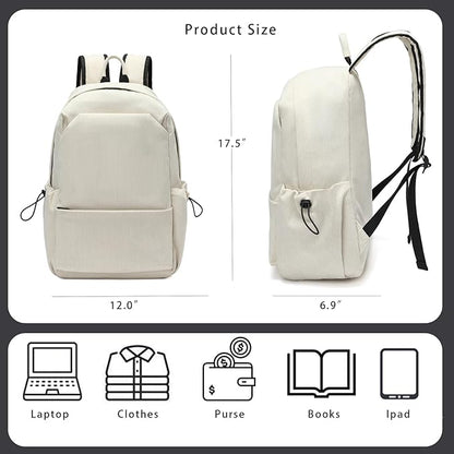YGR Laptop Backpack for Women and Men, Waterproof Lightweight Travel Daily Rucksack Casual 15.6 inches Computer Bags for College, White Corduroy