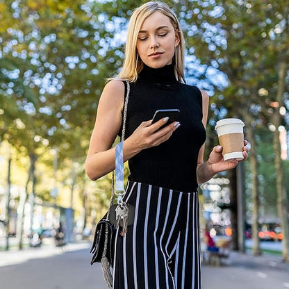 Fishent Stretchy Wristlet Keychain, Cute Wrist Lanyards for Keys, Key Chain Holder for Women Men, Wrist Strap Keychain for Car Keys Phone Camera Wallet ID Badges Card (Lilac Blossoms)