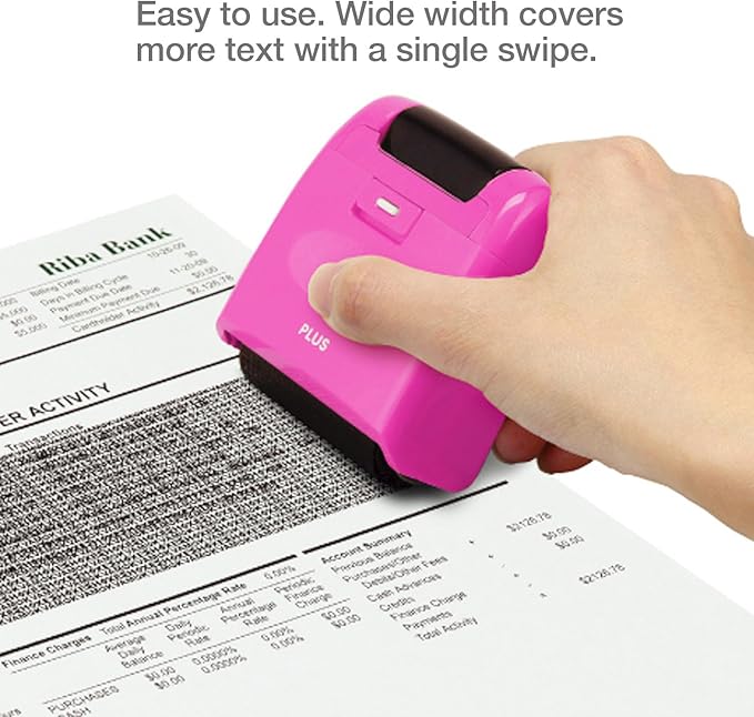 Guard Your ID Security Stamp Pink Wide Roller 2 Piece Kit Blockout Address Cover Faster Alternative to Shredder