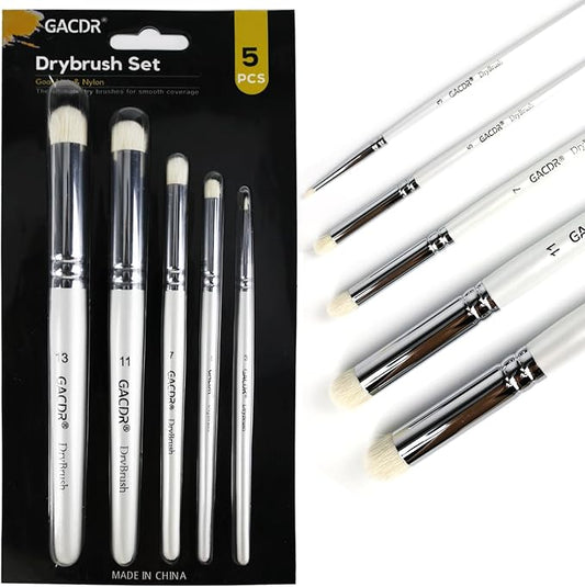 Dry Brush Miniature Painting, 5 Sizes Drybrush Set for Miniature Citadel Model Paint,Hobby Detail Paint Brushes Stencil Brush